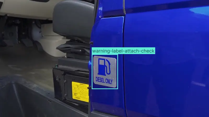 Automotive warning label — label detection and compliance check